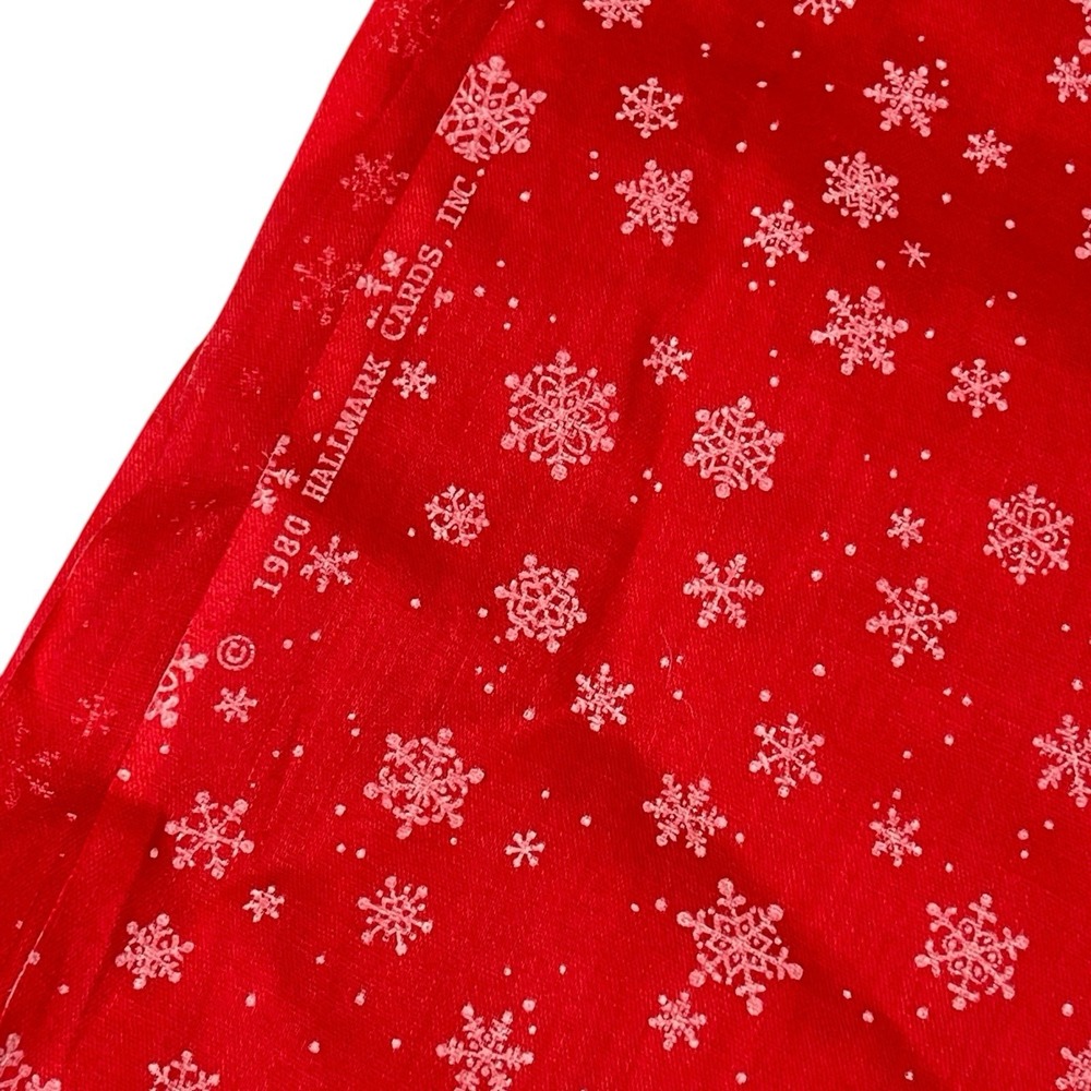 Vintage 1980 Hallmark 54x43 Red Fabric Snowflake Pattern Christmas Holiday Craft